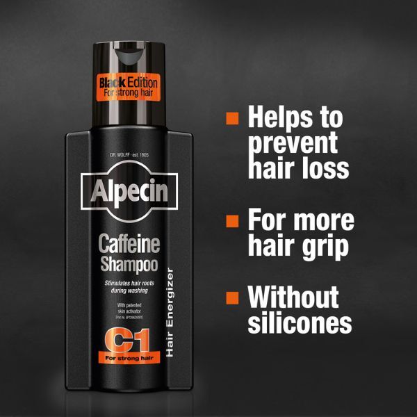 Alpecin Black Mens Shampoo | Hair Growth Shampoo 2 x 250ml