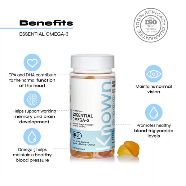 Known Nutrition Essential Omega 3 Gummy Supplement x 60