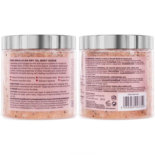 PraNaturals Pink Himalayan Dry Oil Body Scrub 500g