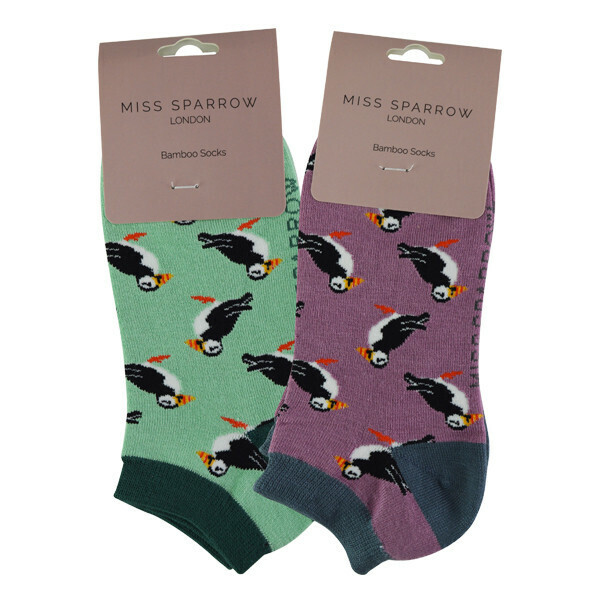 Miss Sparrow 2 Pairs Ladies Bamboo Trainer Socks 4-7 UK