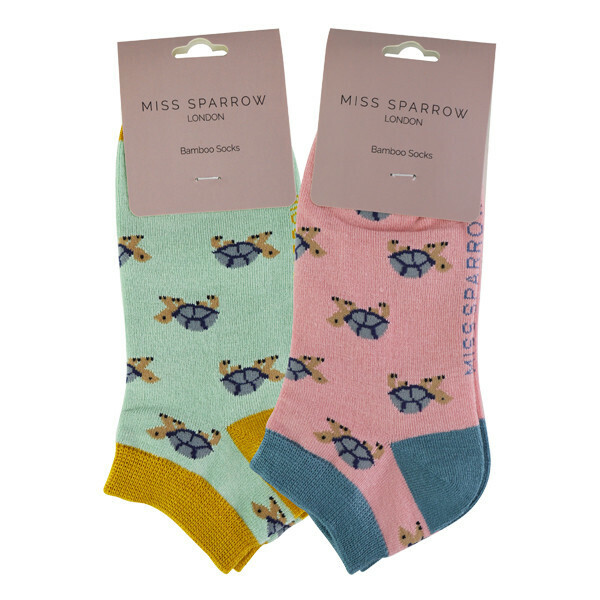 Miss Sparrow 2 Pairs Ladies Bamboo Trainer Socks 4-7 UK