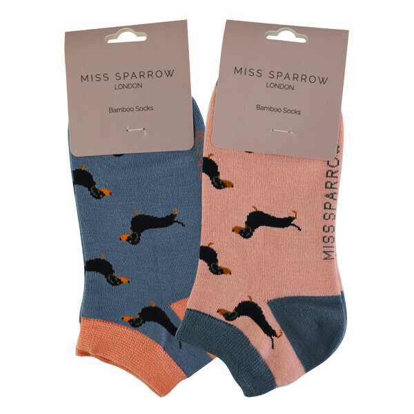 Miss Sparrow 2 Pairs Ladies Bamboo Trainer Socks 4-7 UK