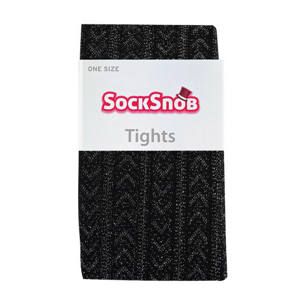 Sock Snob Ladies Glittery Tights | Chevron Pattern 8-14 UK