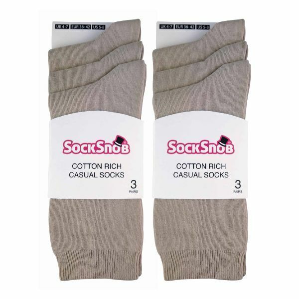 Sock Snob 6 Pairs Ladies Plain Coloured Cotton Socks 4-7 UK