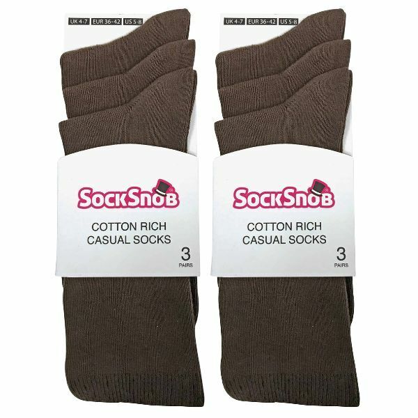 Sock Snob 6 Pairs Ladies Plain Coloured Cotton Socks 4-7 UK