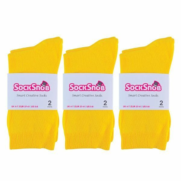 Sock Snob 6 Pairs Ladies Plain Coloured Cotton Socks 4-7 UK