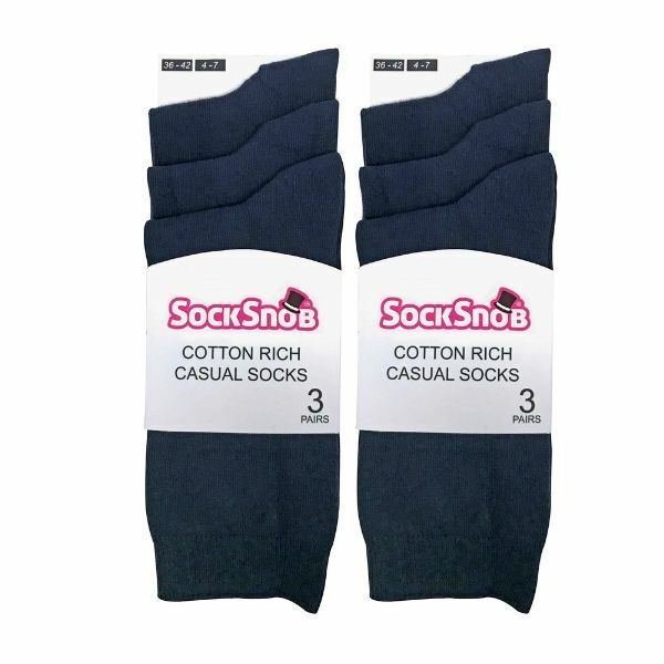 Sock Snob 6 Pairs Ladies Plain Coloured Cotton Socks 4-7 UK