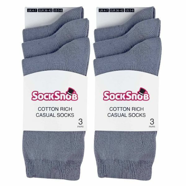 Sock Snob 6 Pairs Ladies Plain Coloured Cotton Socks 4-7 UK