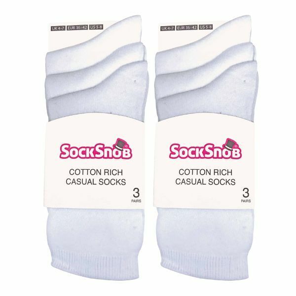 Sock Snob 6 Pairs Ladies Plain Coloured Cotton Socks 4-7 UK