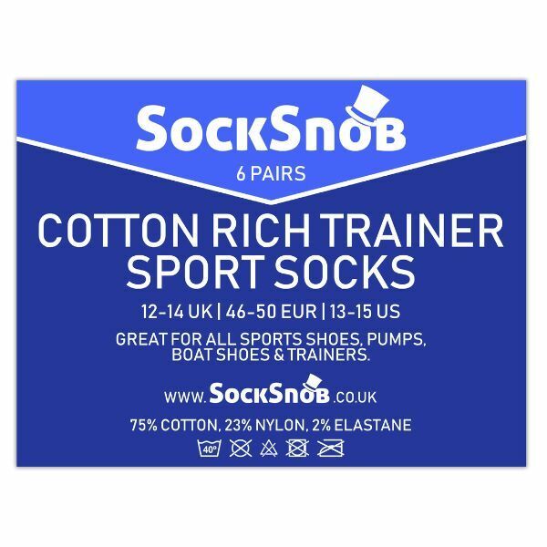 Sock Snob 6 Pairs Cotton Rich Trainer Socks 6-11 UK