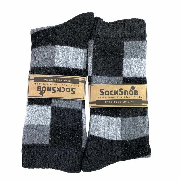 Sock Snob Ladies Checkered Wool / Silk Blend Socks 4-8 UK