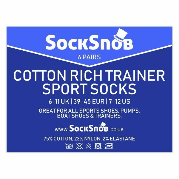 Sock Snob 6 Pairs Cotton Rich Trainer Socks 6-11 UK