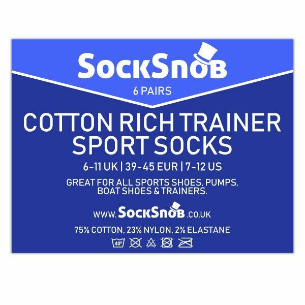 Sock Snob 6 Pairs Cotton Rich Trainer Socks 6-11 UK