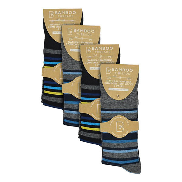 Sock Snob 12 Pairs Mens Non Elastic Bamboo Socks 6-11 UK