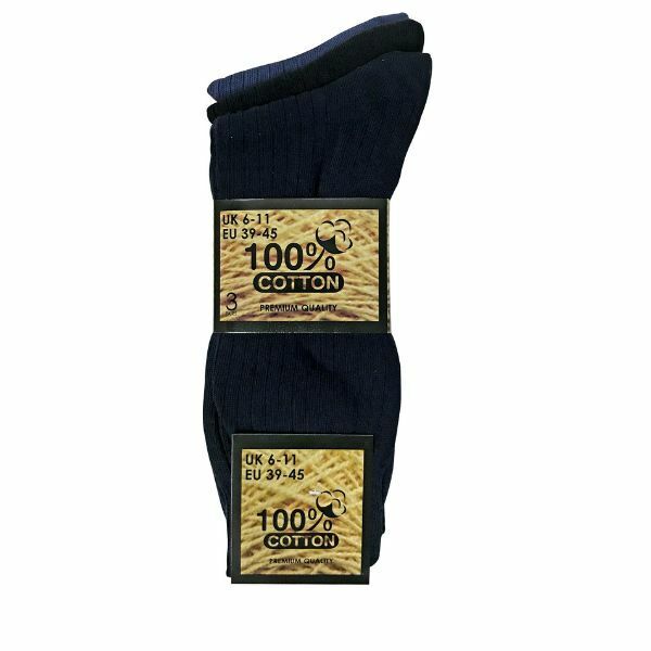 Sock Snob 6 Pairs Mens Ribbed 100% Cotton Socks 6-11 UK