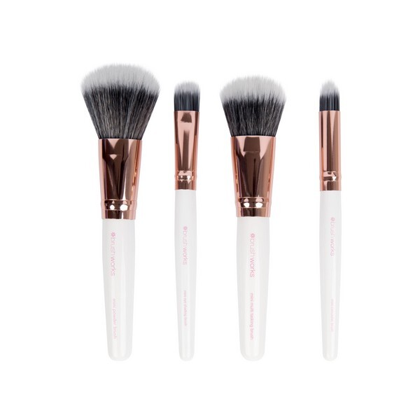 Brushworks White & Gold Travel Makeup Brush Set