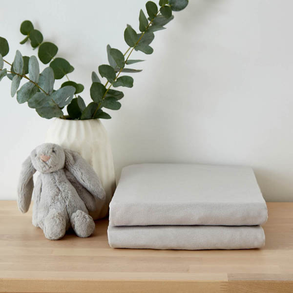 Martex Baby Twin Pack Fitted Sheet Travel Grey