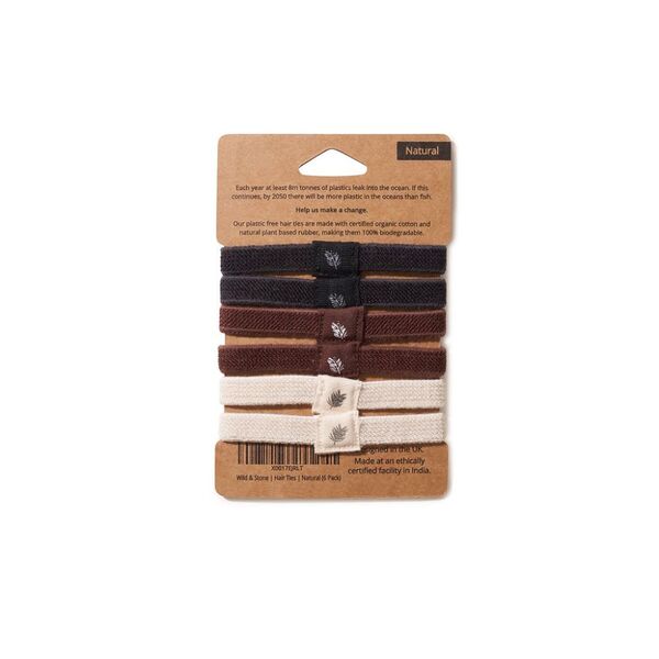 Wild & Stone | Plastic Free Hair Ties - 6 Pack - Natural