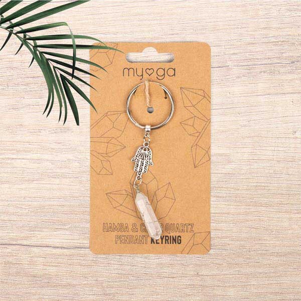 Myga Keyring - Hamsa & Clear Quartz