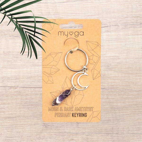 Myga Keyring - Crescent Moon & Amethyst