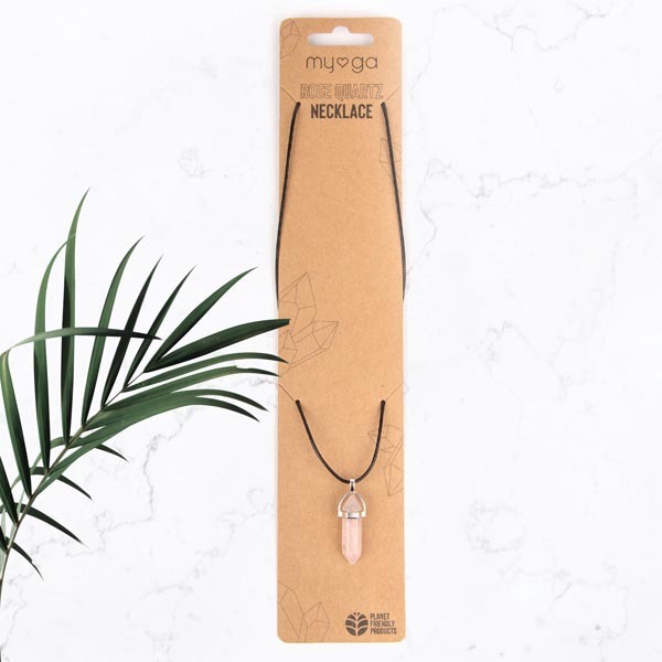 Myga Crystal Pendant Necklace - Rose Quartz