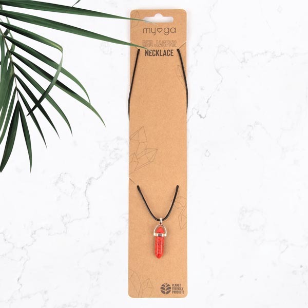 Myga Crystal Pendant Necklace - Red Jasper