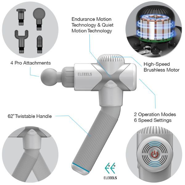 Eleeels X1T Massage Gun with Twistable Handle - White