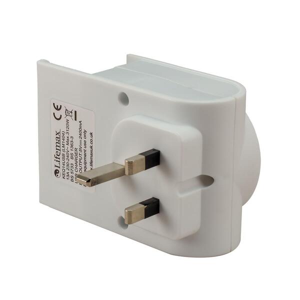 Lifemax Plug Through USB Charge, 2.5A rated, Charging Shelf