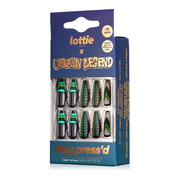 Lottie London X Chaun Legend Stay Press On Nail Emerald City