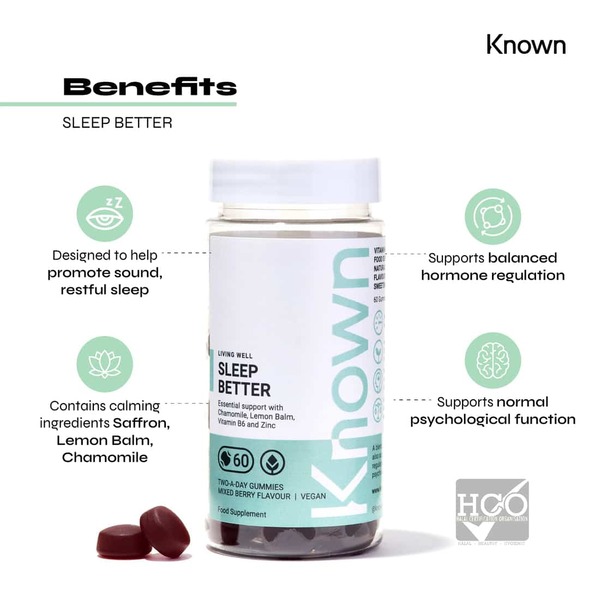 Known Nutrition Sleep Better Mixed Berry Vegan Gummy Supplement x 60