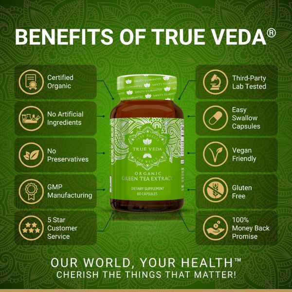 True Veda | Organic Green Tea Extract | 60 Caps