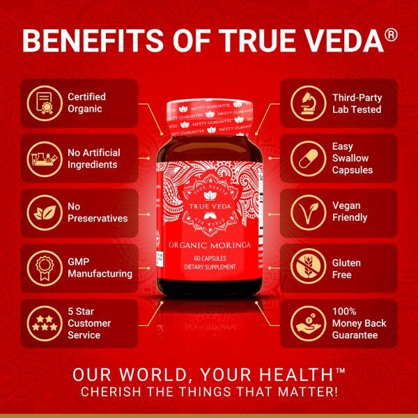 True Veda | Organic Moringa 10:1 Extract | Vegan | 60 Caps