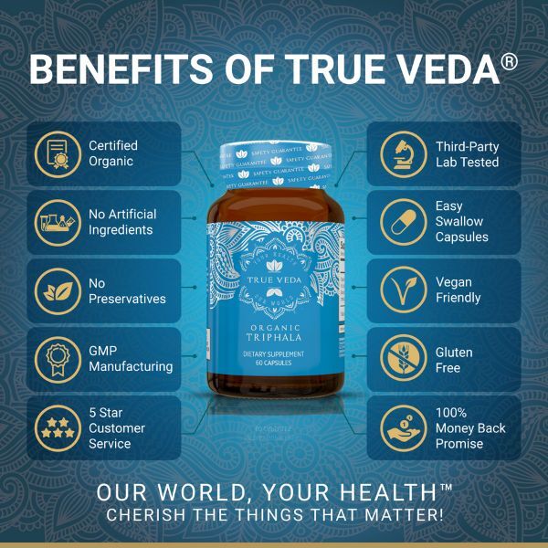 True Veda | Organic Triphala 10:1 Extract | Vegan | 60 Caps