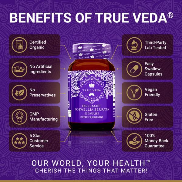 True Veda | Organic Boswellia 5:1 Extract| Vegan| 60 Caps