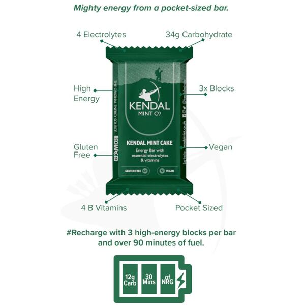 KMC NRG Bar Kendal Mint Cake Original Pocket Bars-6 Bars