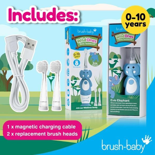 Brush Baby WildOnes™ Elephant Kids Rechargeable Toothbrush