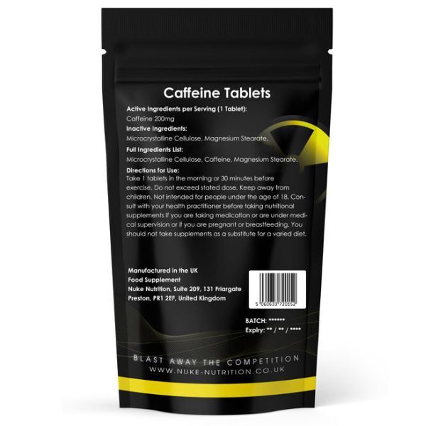 Nuke Nutrition Caffeine Tablets 200mg - 365ct