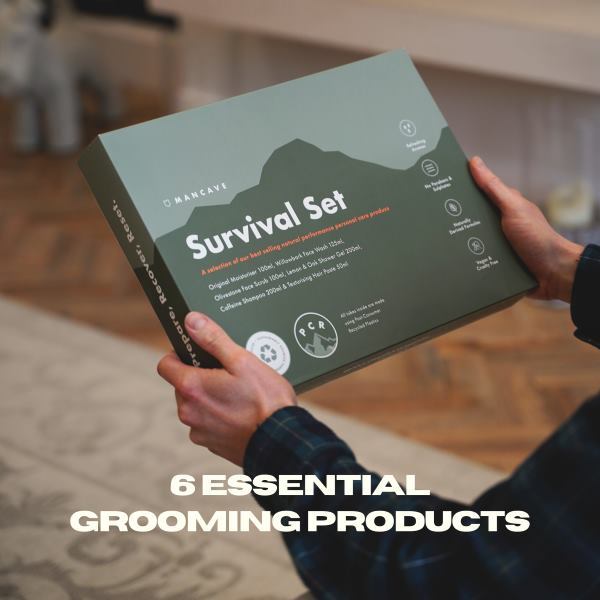 ManCave Survival Gift Set, 6 Natural Grooming Essentials