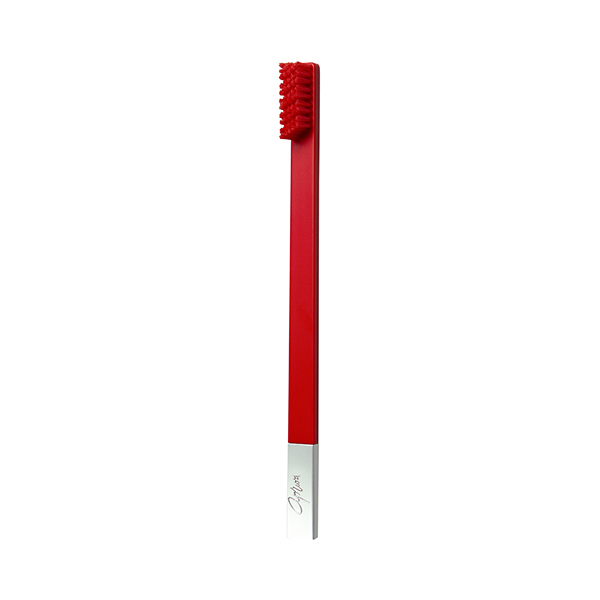 APRIORI Carmine Red Silver Medium Toothbrush