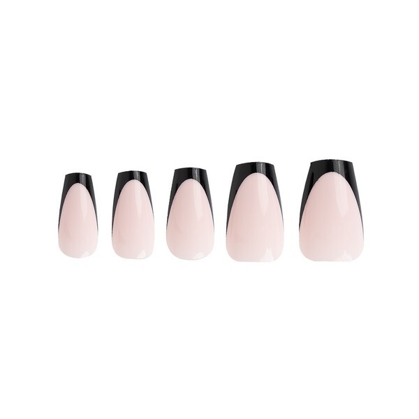 Invogue Black French Tip Coffin Nails (24 Pieces)