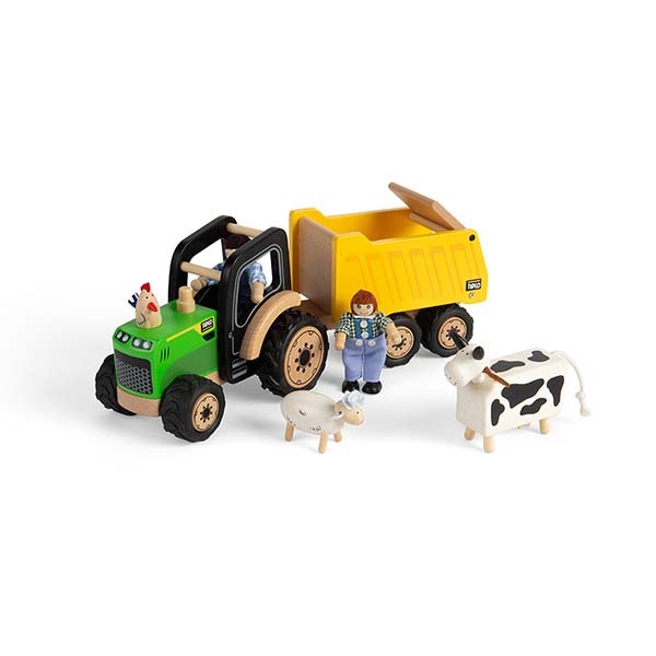 Tidlo Wooden Country Tractor and Trailer Toy