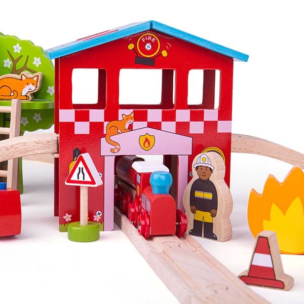 Bigjigs Rail Fire Station Train Set