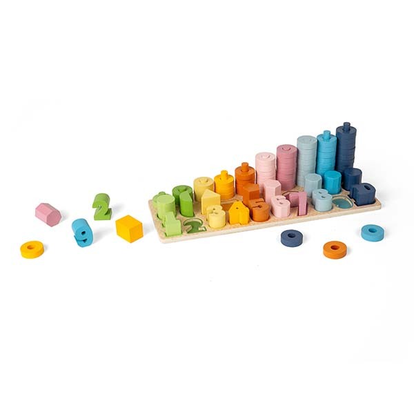 Bigjigs Toys Wooden 1-10 Counting Board, 78 Play Pieces