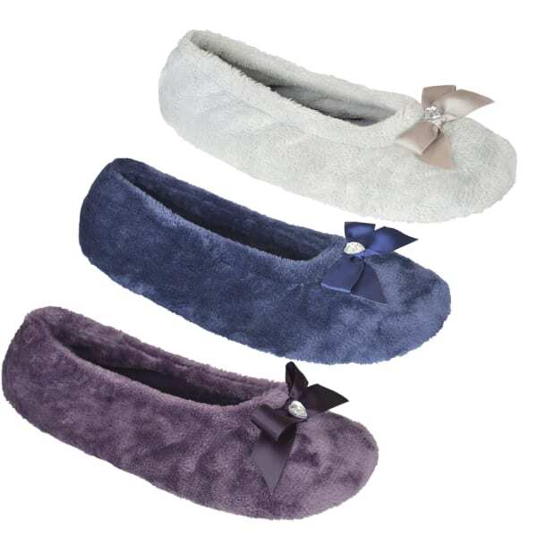 Womens Velour Ballet Slippers (5-6)