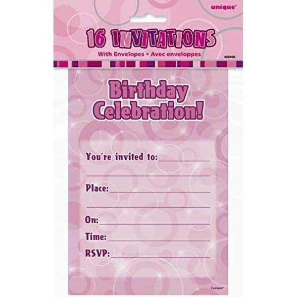 Unique Party Glitz Birthday Invitations (Pack of 8)