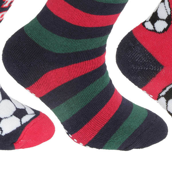 FLOSO Kids Retro Gripper Socks (3 Pairs) (UK 6-8.5)