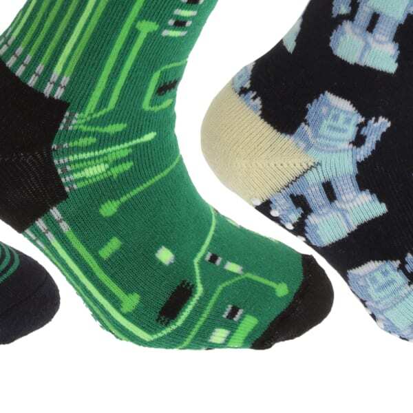 FLOSO Kids Retro Gripper Socks (3 Pairs) (UK 6-8.5)