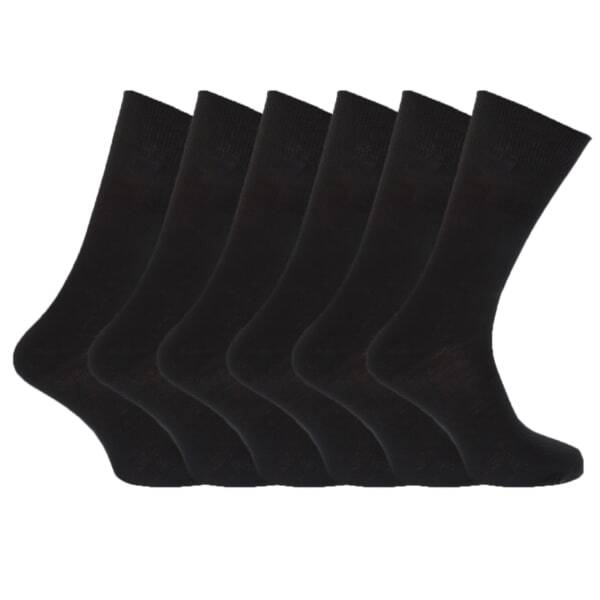 FLOSO Womens Plain Cotton Socks (Pack Of 6) (UK Shoe 4-7)