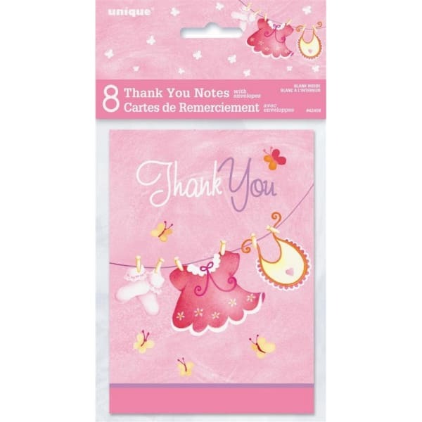 Unique Party Baby Shower Thank You Card (Pack of 8)