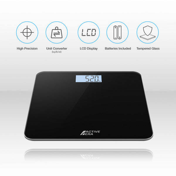 Active Era Slim Digital Bathroom Scales with Tempered Glass